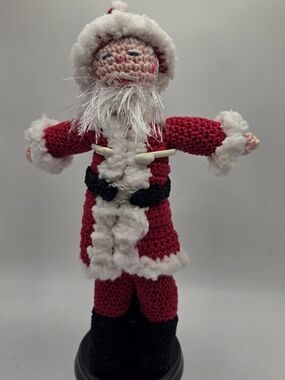 Handmade Crocheted Santa Doll - Red & White Holiday Decor